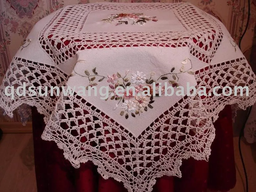 crochet mantel de encaje bordado con cinta-Manteles-Identificación ... crochet mantel de encaje bordado con cinta-Manteles-Identificación ...