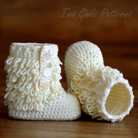 Crochet Patrón bebé Boot Furrylicious loop por TwoGirlsPatterns Crochet Patrón bebé Boot Furrylicious loop por TwoGirlsPatterns