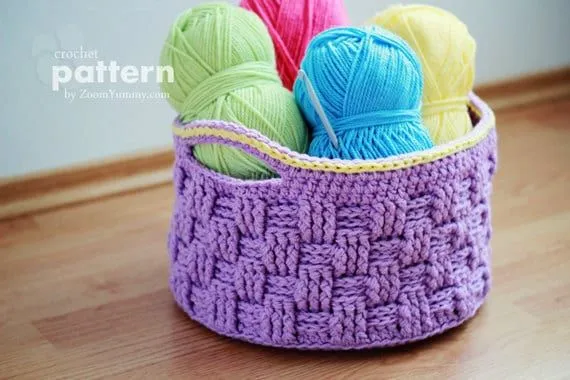 Crochet Patrón cesta de ganchillo grande patrón Nº por ZoomYummy Crochet Patrón cesta de ganchillo grande patrón Nº por ZoomYummy