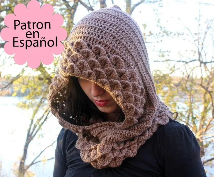 Patrón CROCHET Capucha en Punto de Cocodrilo - Patrón de crochet ... Patrón CROCHET Capucha en Punto de Cocodrilo - Patrón de crochet ...