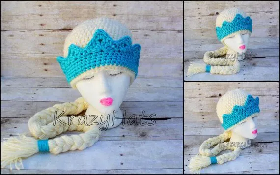 Crochet Princess hat.Princess Elsa Frozen Inspired by KrazyHats1 ... Crochet Princess hat.Princess Elsa Frozen Inspired by KrazyHats1 ...