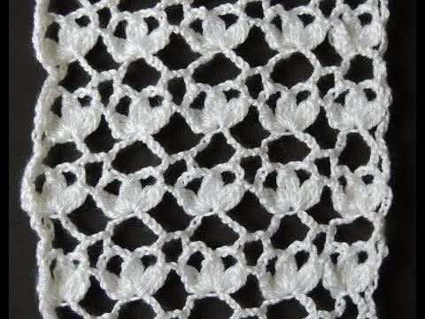 Crochet : Punto Tres Hojas Rectangular - YouTube
