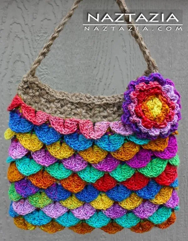 Crochet purse with flower and crocodile stitch - Naztazia | happy ... Crochet purse with flower and crocodile stitch - Naztazia | happy ...