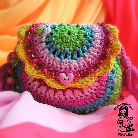 Bolso arcoiris de ganchillo ganchillo patrón DIY por VendulkaM