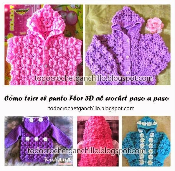 Todo crochet: Cómo tejer el punto Flor 3D paso a paso en fotos y ... Todo crochet: Cómo tejer el punto Flor 3D paso a paso en fotos y ...