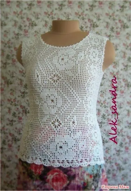 Crochet top, filet work ♥LCT-MRS♥ with diagram. --- CARAMELO ... Crochet top, filet work ♥LCT-MRS♥ with diagram. --- CARAMELO ...