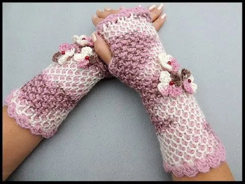 Crochet Tunecino : Guante sin dedos o mitones en redondo. Parte 1 ... Crochet Tunecino : Guante sin dedos o mitones en redondo. Parte 1 ...