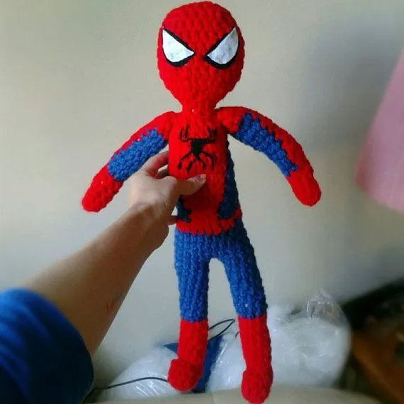 Crocheted Spiderman Plush Doll Amigurumi Cuddly Stuffed Animal ... Crocheted Spiderman Plush Doll Amigurumi Cuddly Stuffed Animal ...