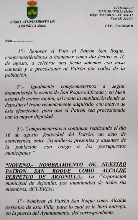 CRÓNICA DE ARJONILLA: RENOVACIONES DEL VOTO A SAN ROQUE