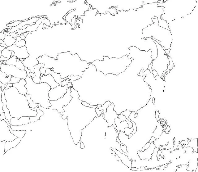 Croquis del mapa de Asia con división política | Social Hizo