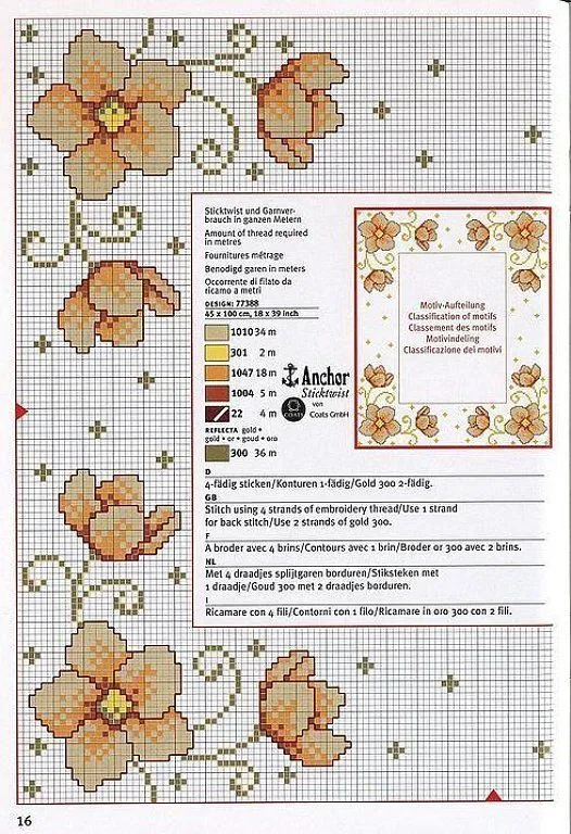 Cross-stitch Decorative Floral Border... Solo Patrones Punto Cruz ... Cross-stitch Decorative Floral Border... Solo Patrones Punto Cruz ...
