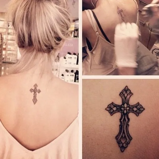 Cross tattoo at back. A girly tattoo, a delicate tattoo,… | Pinterest Cross tattoo at back. A girly tattoo, a delicate tattoo,… | Pinterest