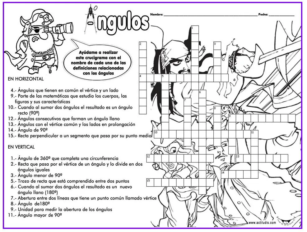 CRUCIGRAMA DE ÁNGULOS | Juegos y matemáticas CRUCIGRAMA DE ÁNGULOS | Juegos y matemáticas