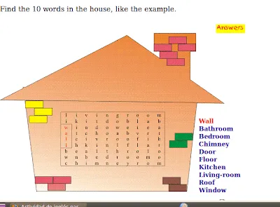 Crucigrama de las partes de la casa.-Inglés fácil para primaria Crucigrama de las partes de la casa.-Inglés fácil para primaria