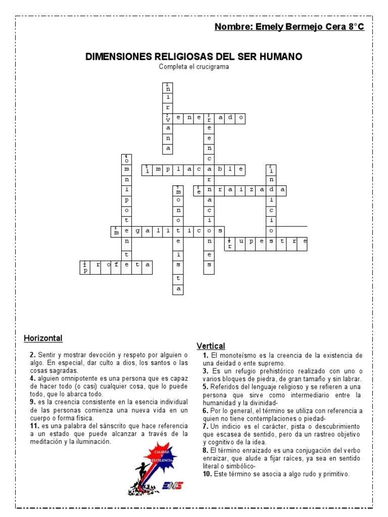 Crucigrama Religión | PDF | Dios | Creencia religiosa y doctrina Crucigrama Religión | PDF | Dios | Creencia religiosa y doctrina