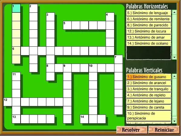 Crucigrama de sinónimos y antónimos - Didactalia: material educativo