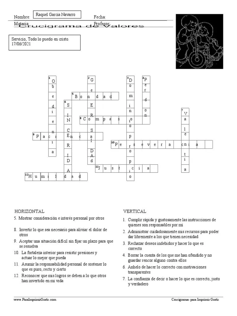 Crucigrama de Valores | PDF
