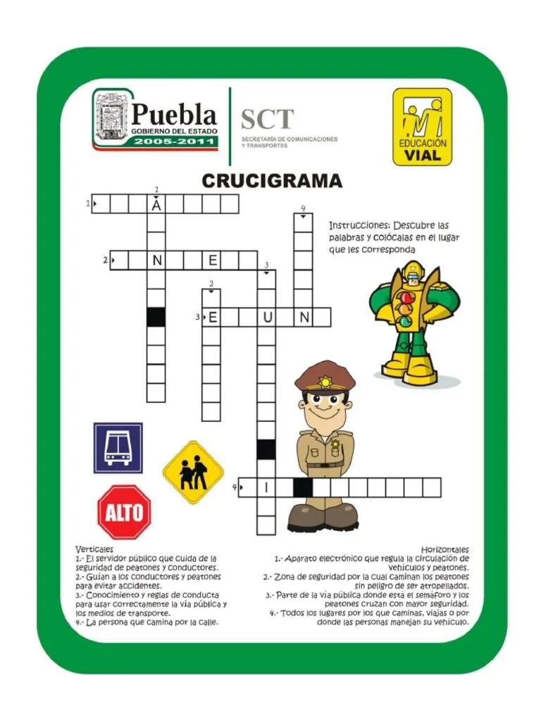 Crucigrama Vialidad | PDF