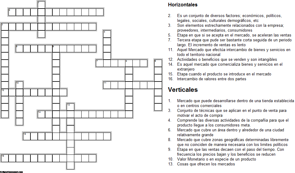 Crucigramas por Carlos Morales: 1.- Crucigrama de Mercadotecnia Crucigramas por Carlos Morales: 1.- Crucigrama de Mercadotecnia
