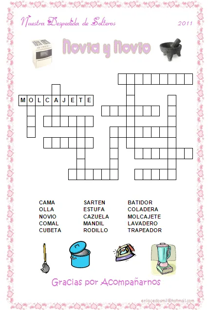 Crucigramas para despedidas de solteras - Imagui Crucigramas para despedidas de solteras - Imagui