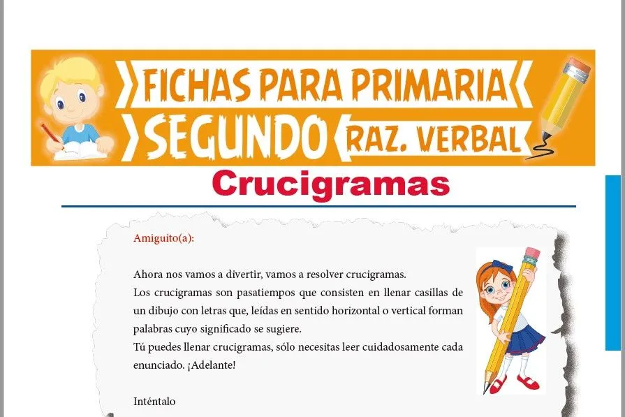 Crucigramas para Segundo Grado de Primaria | Actividades Educativas Crucigramas para Segundo Grado de Primaria | Actividades Educativas