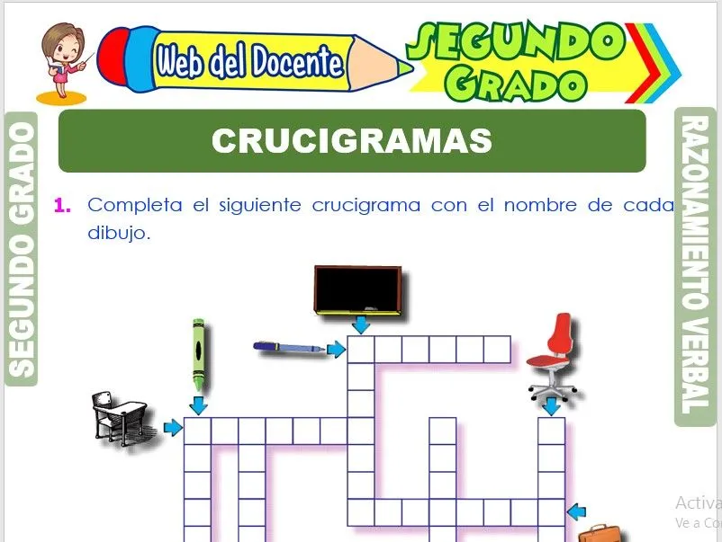 Crucigramas para Segundo Grado de Primaria – Web del Docente Crucigramas para Segundo Grado de Primaria – Web del Docente