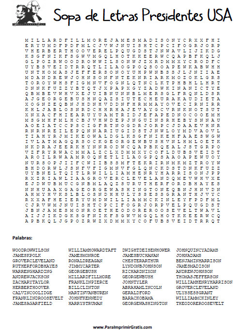 Sopa de Letras – Presidentes USA - Para Imprimir Gratis ... Sopa de Letras – Presidentes USA - Para Imprimir Gratis ...