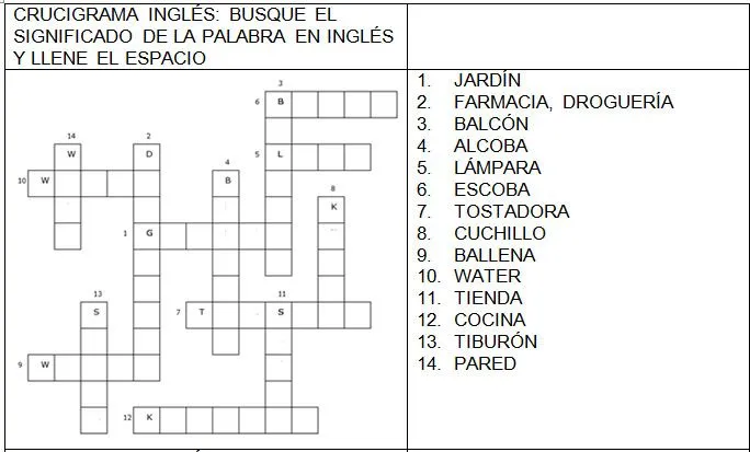 Crucigramas en inglés de verbos - Imagui