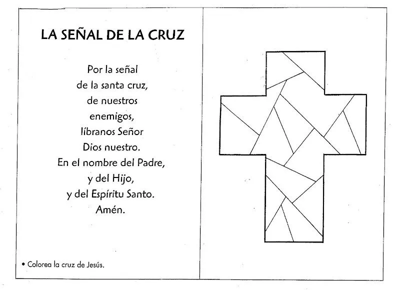 Dibujos Católicos : Señal de la Cruz para colorear
