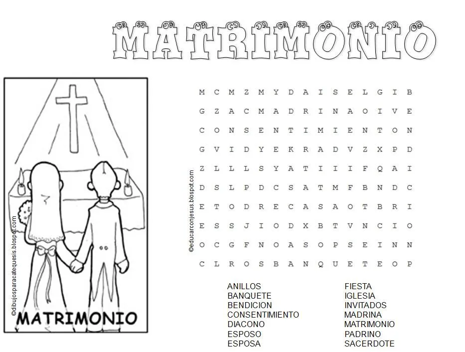 Educar con Jesús: Sacramentos de servicio. Sopa de letras Educar con Jesús: Sacramentos de servicio. Sopa de letras