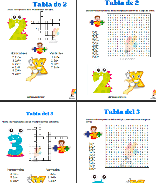 Crucigramas y sopas de letras tablas de multiplicar | Diario Educación Crucigramas y sopas de letras tablas de multiplicar | Diario Educación