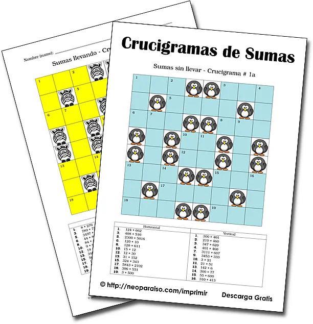 Crucigramas de sumas sin llevar (neoparaiso.com) - Didactalia ... Crucigramas de sumas sin llevar (neoparaiso.com) - Didactalia ...
