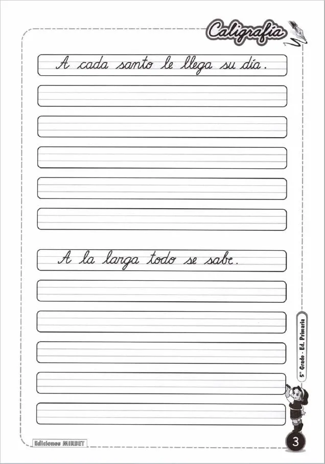 Cuaderno de CALIGRAFÍA 5to grado Primaria - Me360 Cuaderno de CALIGRAFÍA 5to grado Primaria - Me360