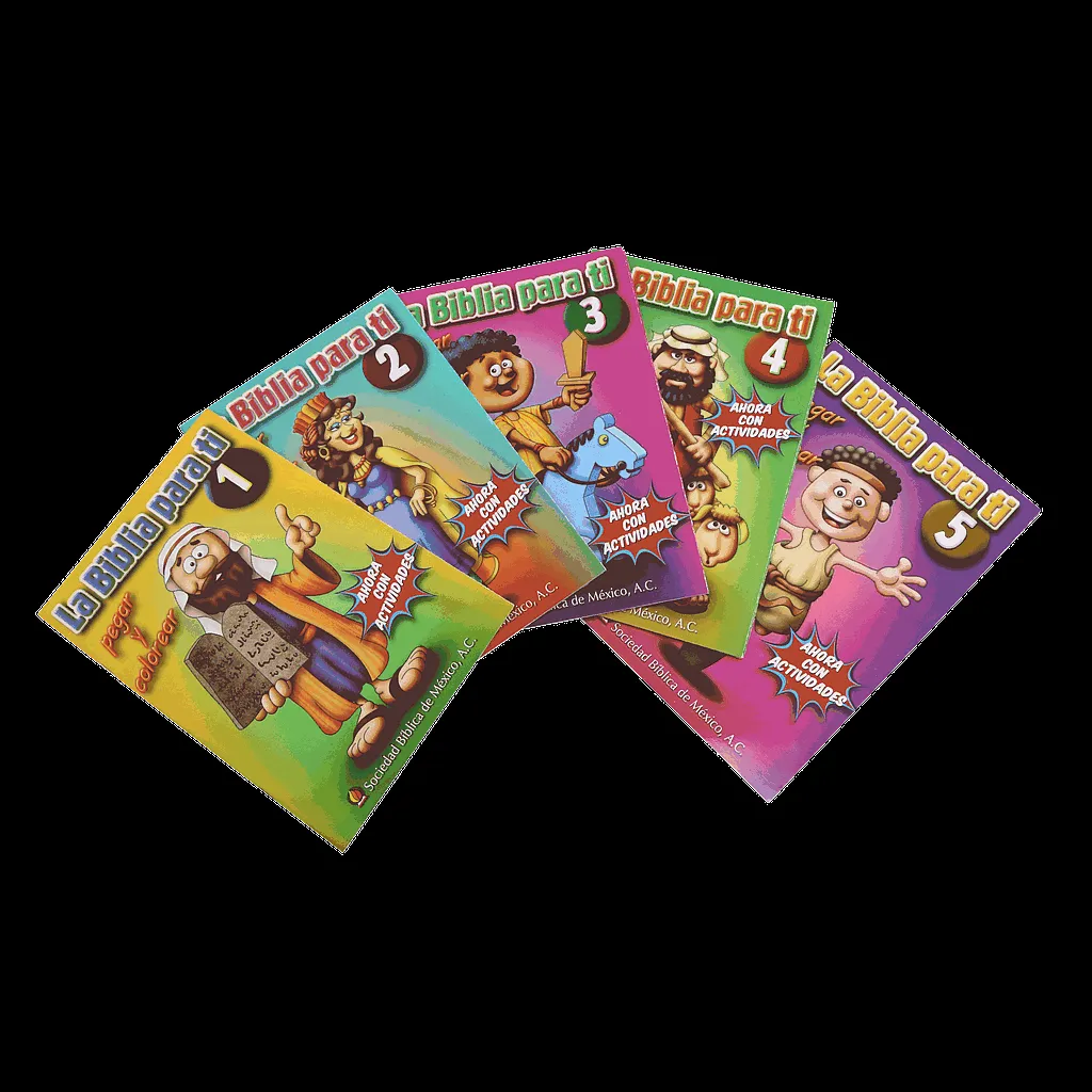 Cuaderno para Colorear La Biblia para Ti Paquete de 5 tomos 1 al 5 del 1 al 5 Chico Letra Chica | SBM SHOP Cuaderno para Colorear La Biblia para Ti Paquete de 5 tomos 1 al 5 del 1 al 5 Chico Letra Chica | SBM SHOP