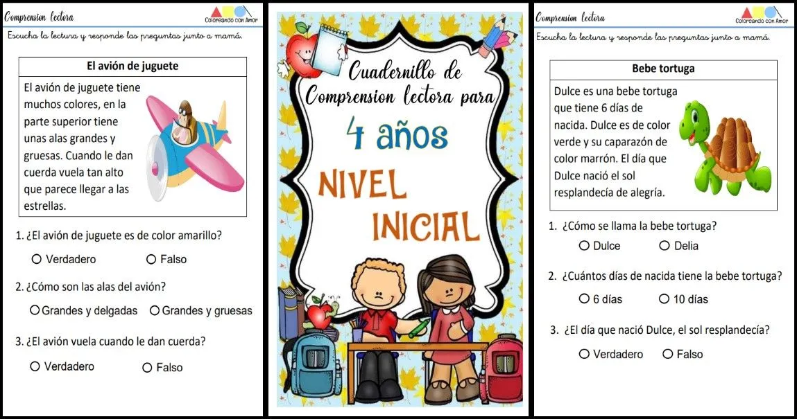 CUADERNO DE COMPRENSIÓN LECTORA 4 AÑOS INICIAL PORTADA – Imagenes Educativas