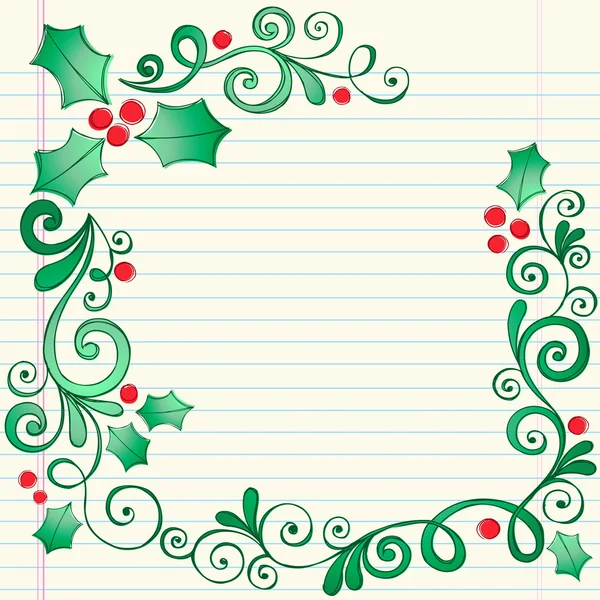cuaderno incompleto Holly frontera doodles vector — Vector stock ... cuaderno incompleto Holly frontera doodles vector — Vector stock ...