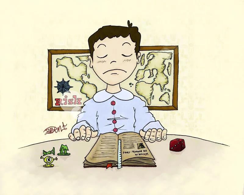 niño estudiando un examen de historia