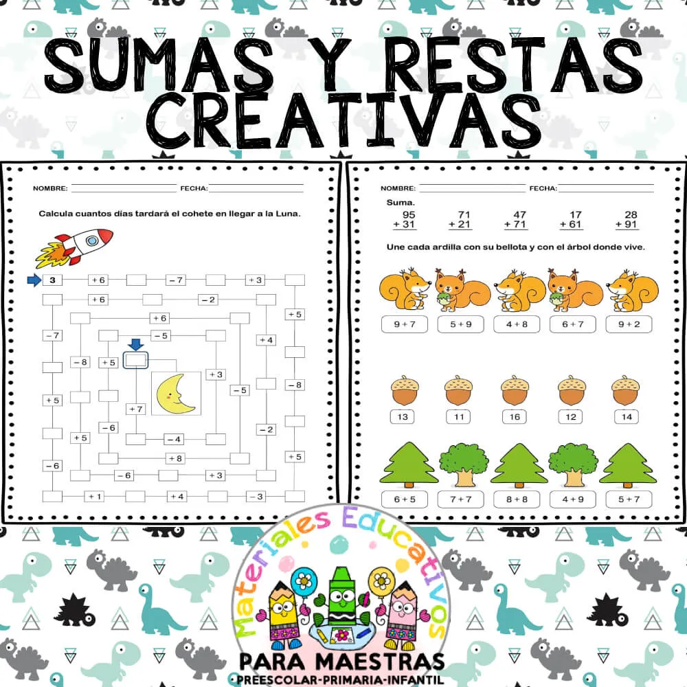 Cuaderno de Sumas y Restas Creativas | Materiales Educativos para Maestras Cuaderno de Sumas y Restas Creativas | Materiales Educativos para Maestras
