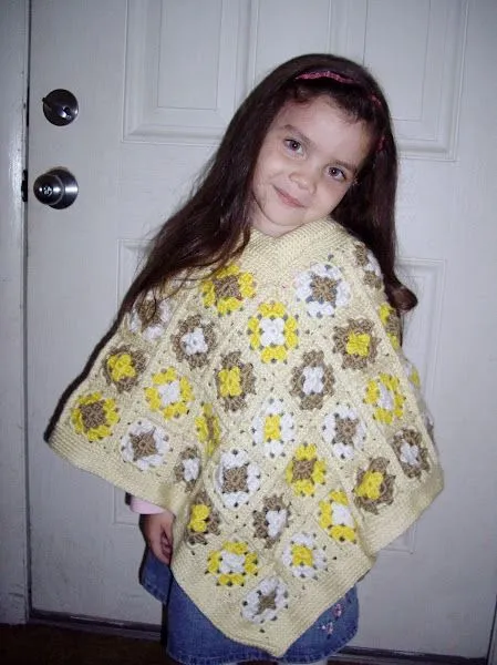 Poncho con cuadrados al crochet - Imagui