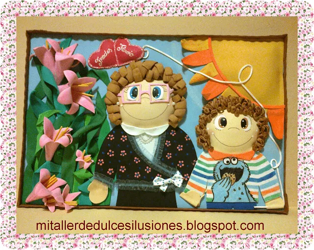 CUADRO EN 3D DE GOMA EVA ABUELA Y NIETO 2 | MI TALLER DE DULCES ...