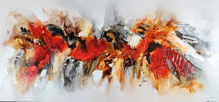 Cuadro abstracto acrílico con fuertes texturas pintado sobre tela ...