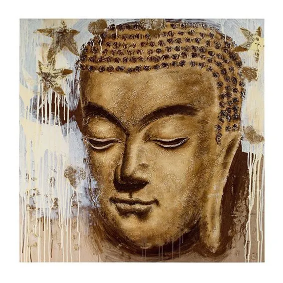 Cuadro Cara Buda con Hojas no disponible en Portobellostreet.es