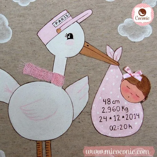 Cuadro cigüeña de París para Paola | COCONIC decoración infantil Cuadro cigüeña de París para Paola | COCONIC decoración infantil