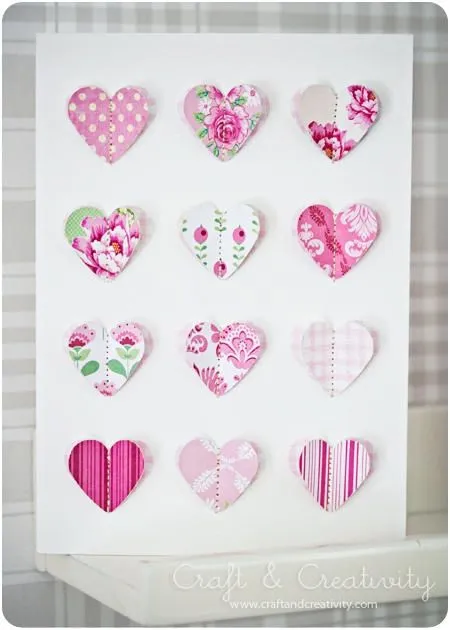 cuadro con corazones de papel | Manualidades | Pinterest cuadro con corazones de papel | Manualidades | Pinterest