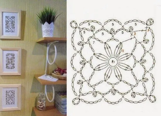Cuadro de crochet con grannys decoracion - Patrones Crochet Cuadro de crochet con grannys decoracion - Patrones Crochet