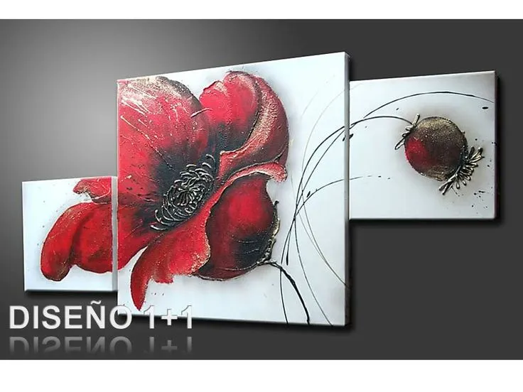 Cuadro Flores pintado a mano con acrílico sobre lienzo listo para ... Cuadro Flores pintado a mano con acrílico sobre lienzo listo para ...