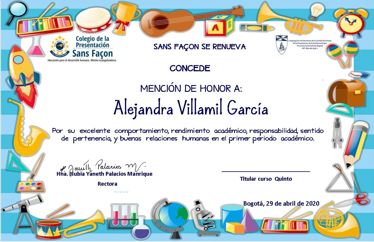 CUADRO DE HONOR - Colegio de la Presentación Sans Façon - Bienvenidos