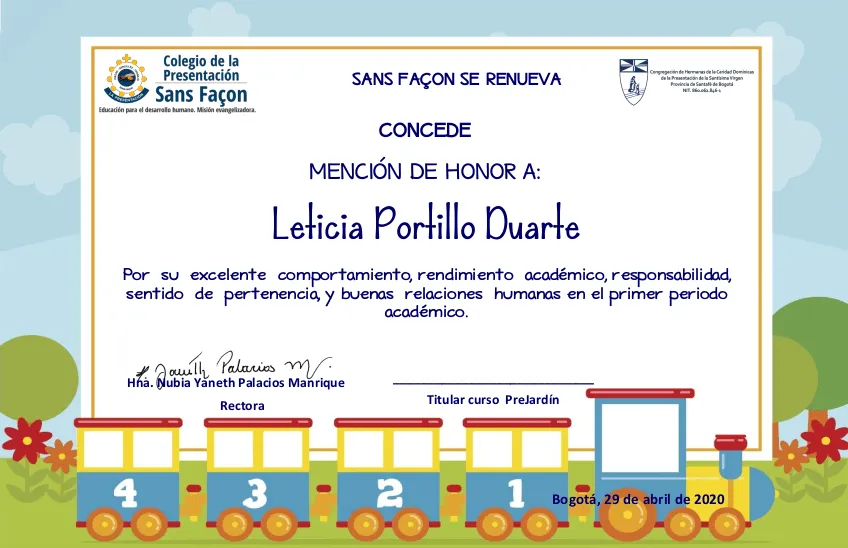 CUADRO DE HONOR - Colegio de la Presentación Sans Façon - Bienvenidos