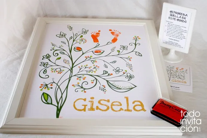 Cuadro de huellas para bebes "Mi primera huella" - invitaciones y ...