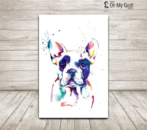 Cuadro impreso de perro bulldog frances arte digital Cuadro impreso de perro bulldog frances arte digital